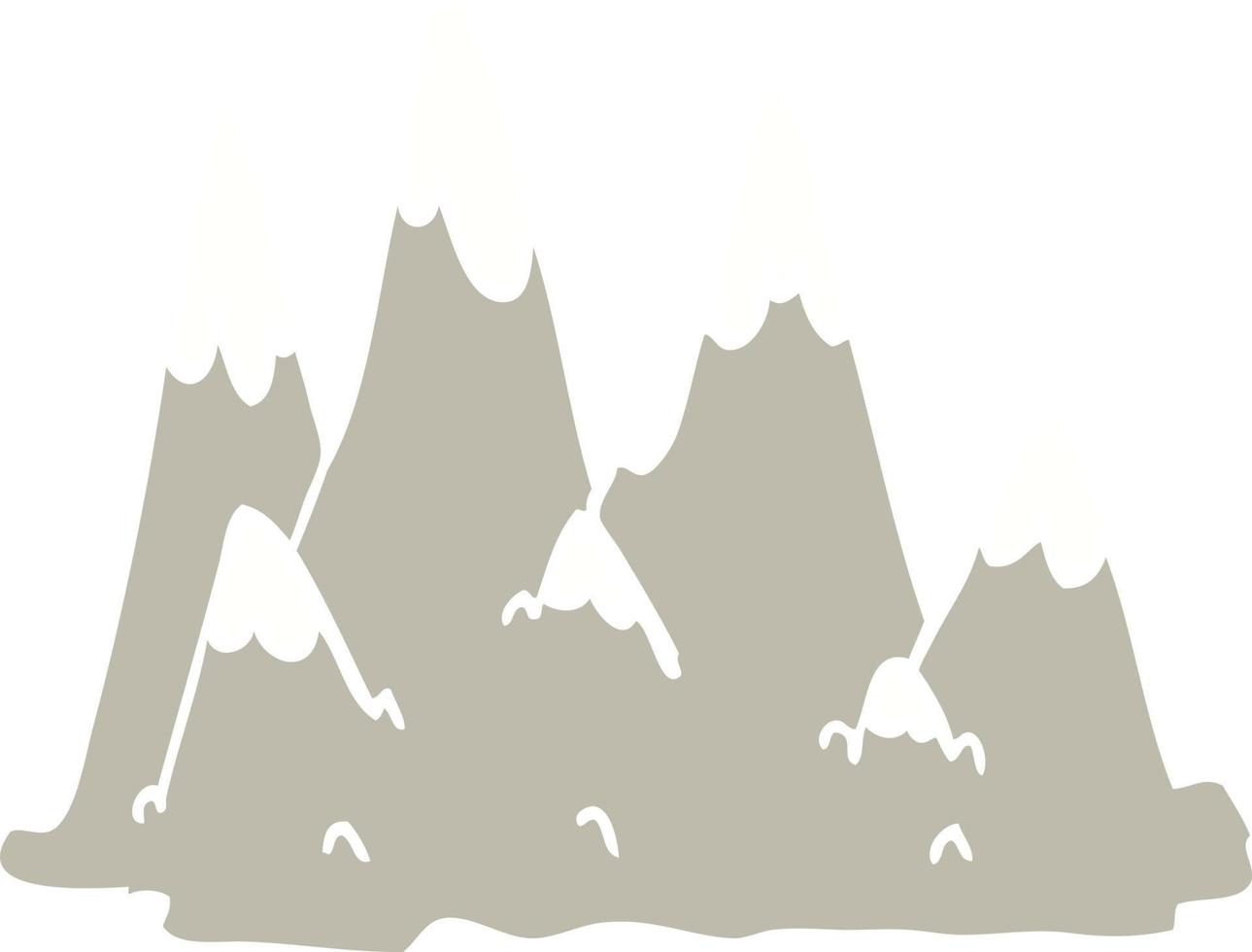 flat color illustration cartoon mountains vector