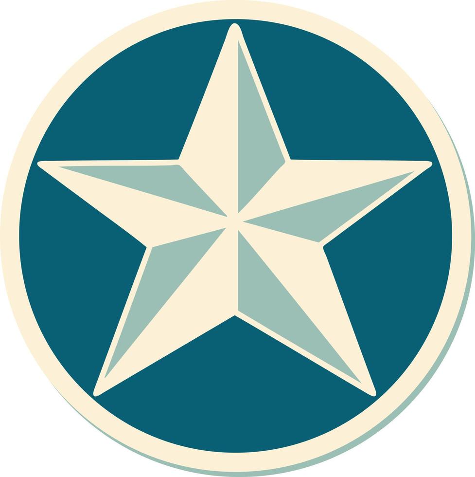 sticker of tattoo in traditional style of a star vector