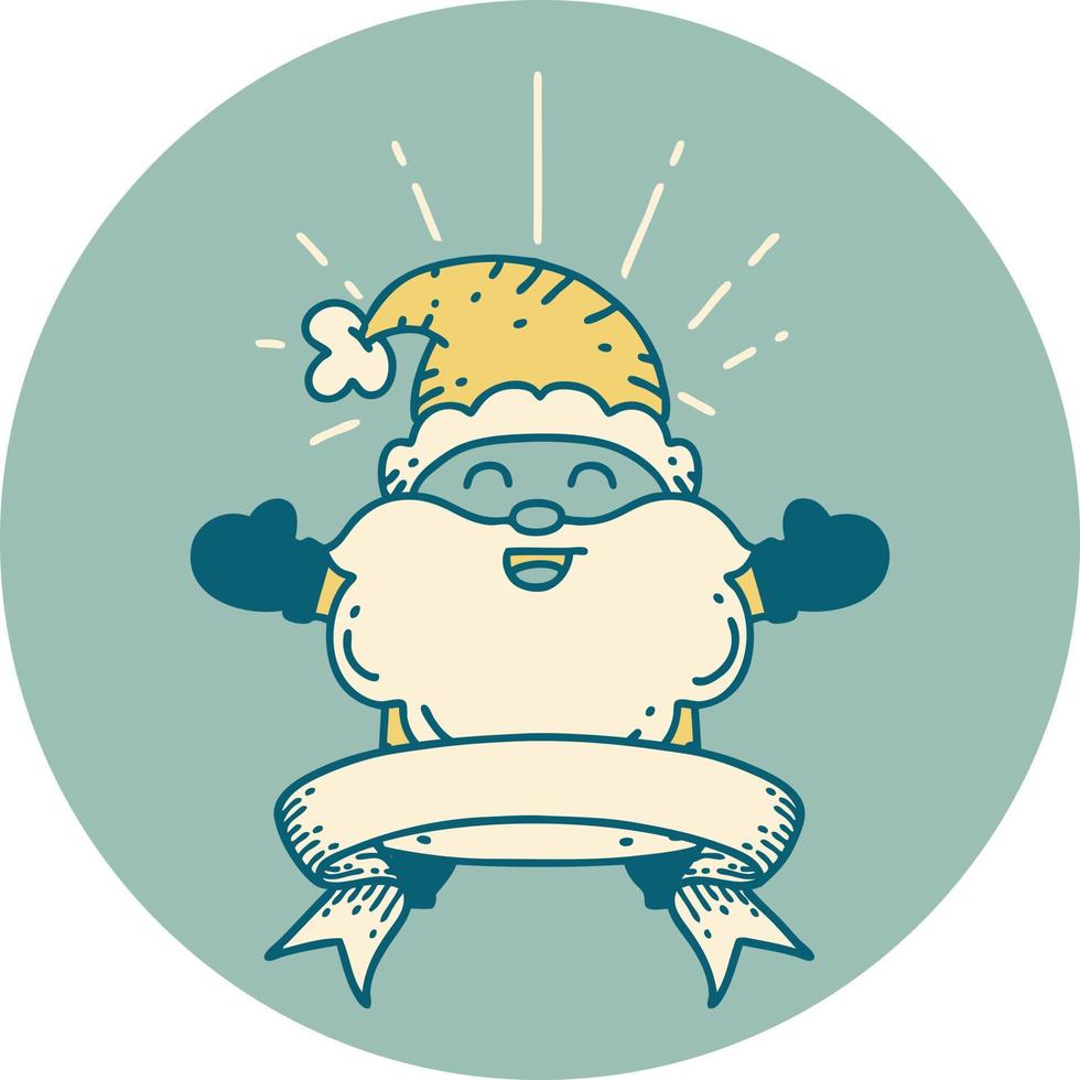 icono de un estilo de tatuaje feliz personaje de navidad de santa claus vector