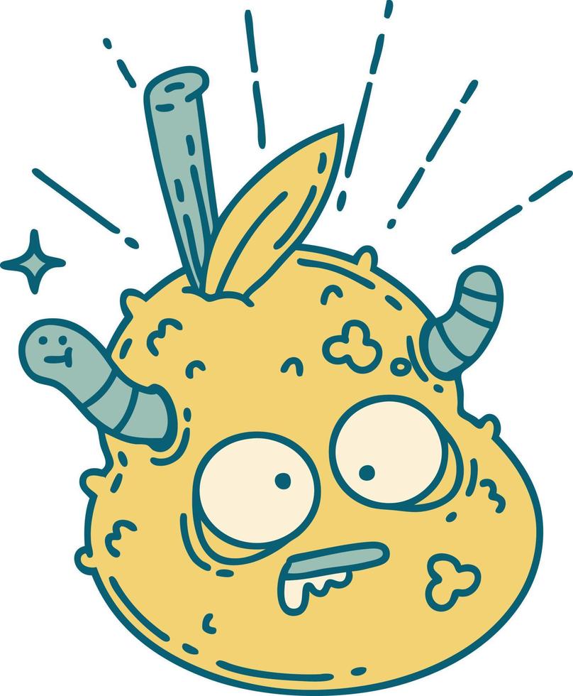 illustration of a traditional tattoo style rotten pear vector