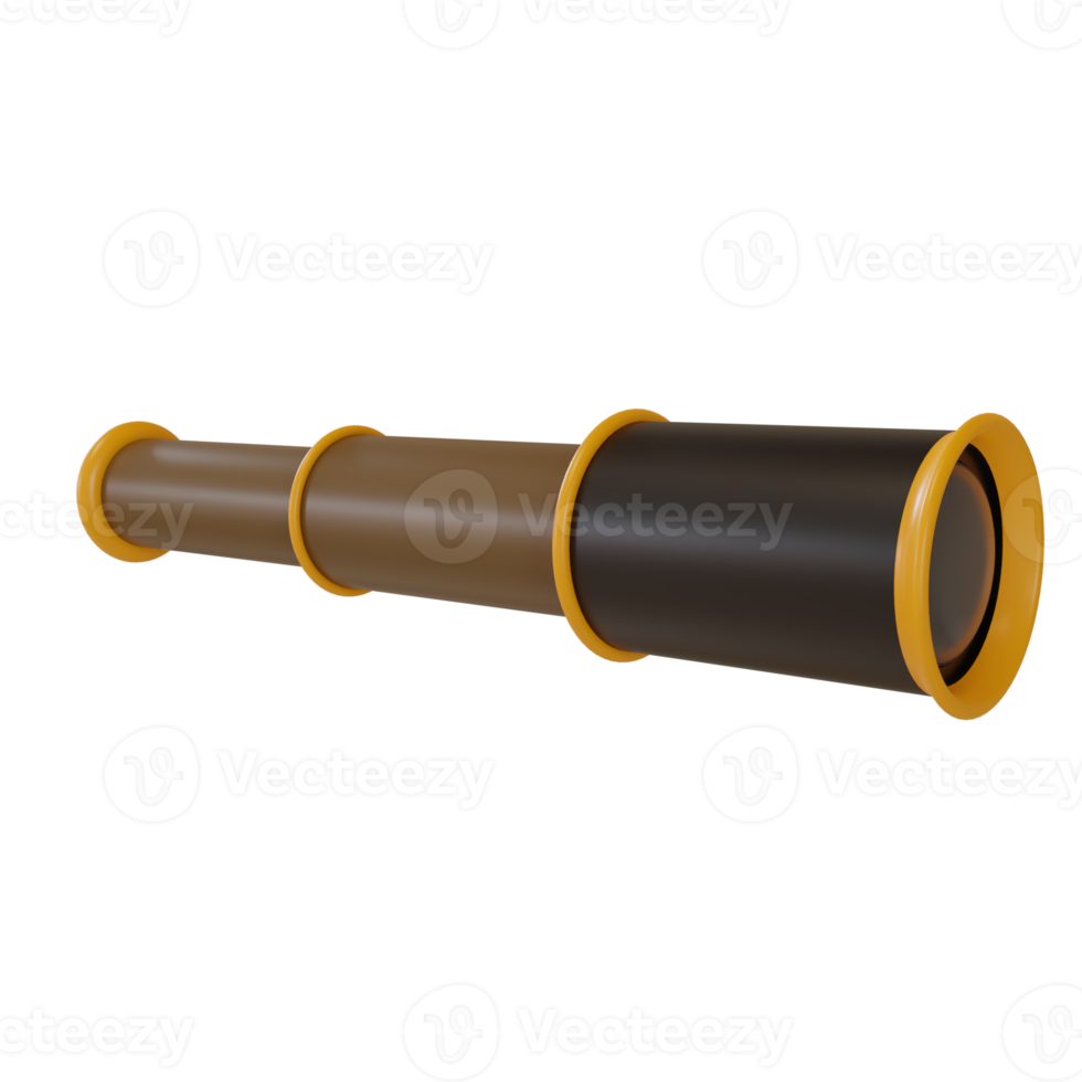 3d rendering of retro telescope nautical tool icon. 3d illustration for ui ux png