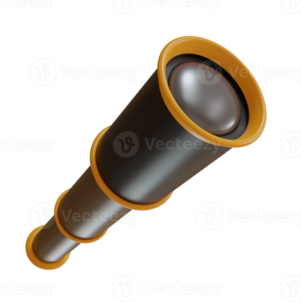 3d rendering of retro telescope nautical tool icon. 3d illustration for ui ux png