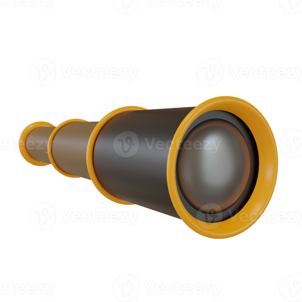 3d rendering of retro telescope nautical tool icon. 3d illustration for ui ux png
