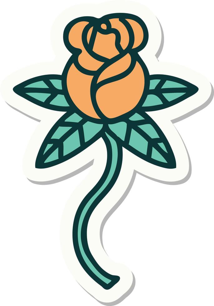 sticker of tattoo in traditional style of rose vector