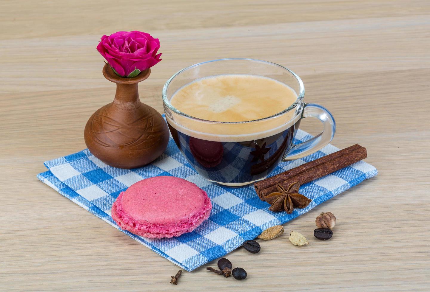 Macaroon delicious on wooden background photo