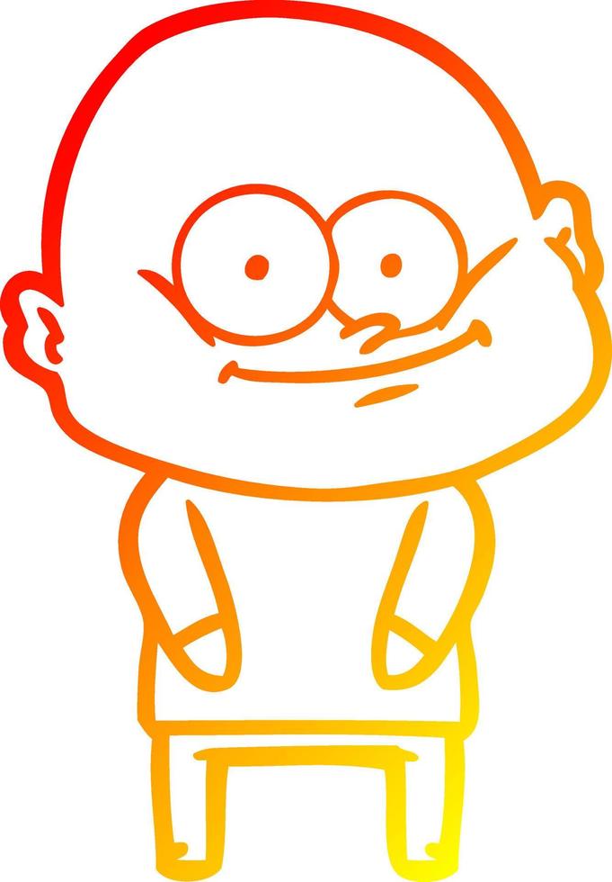 warm gradient line drawing cartoon bald man staring vector