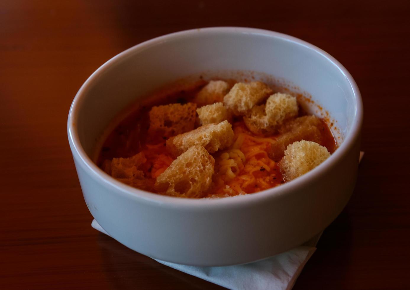 Tomato soup in the bowl photo