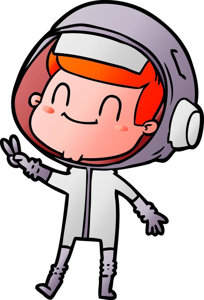 happy cartoon astronaut vector