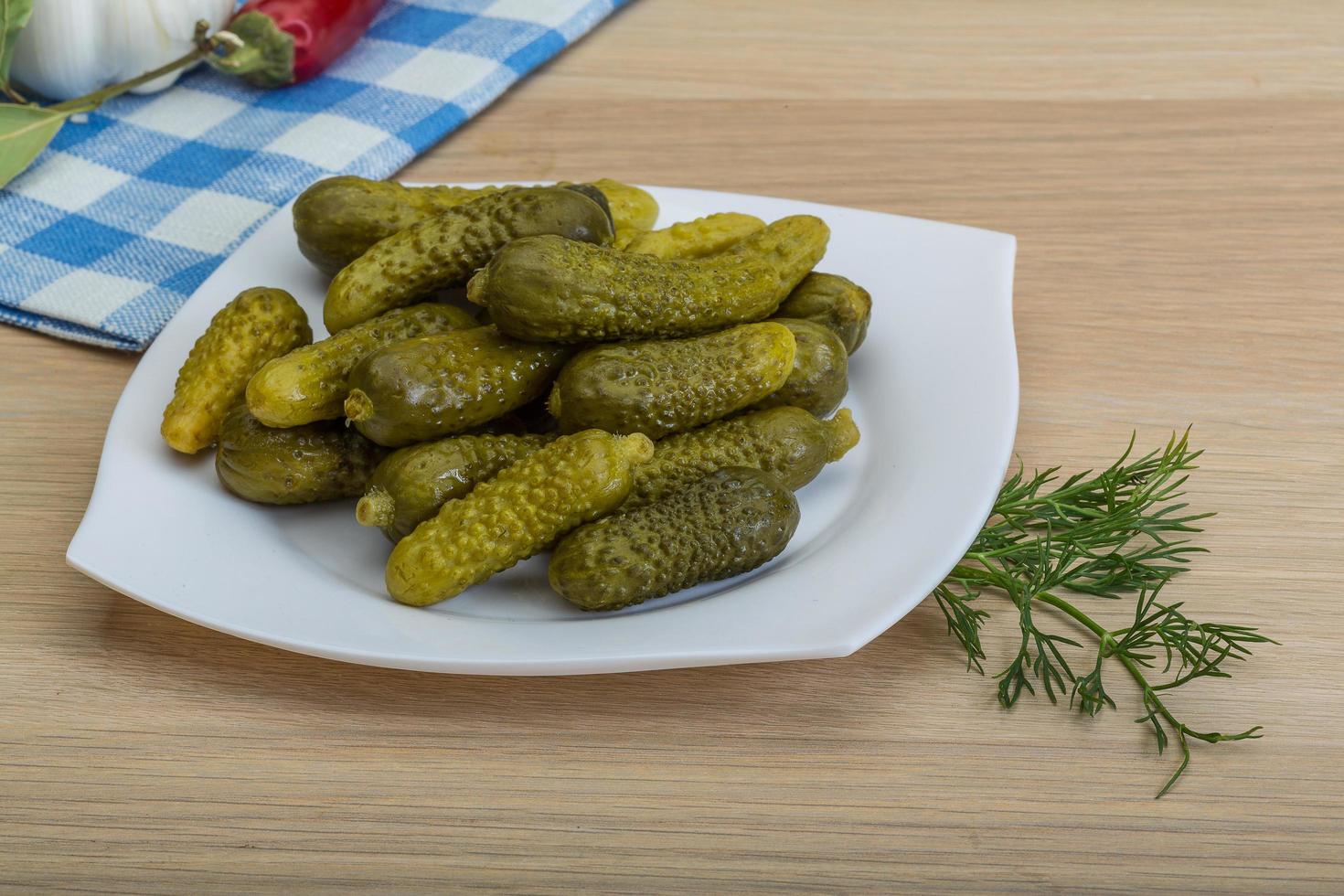 Marinated small cucumber photo