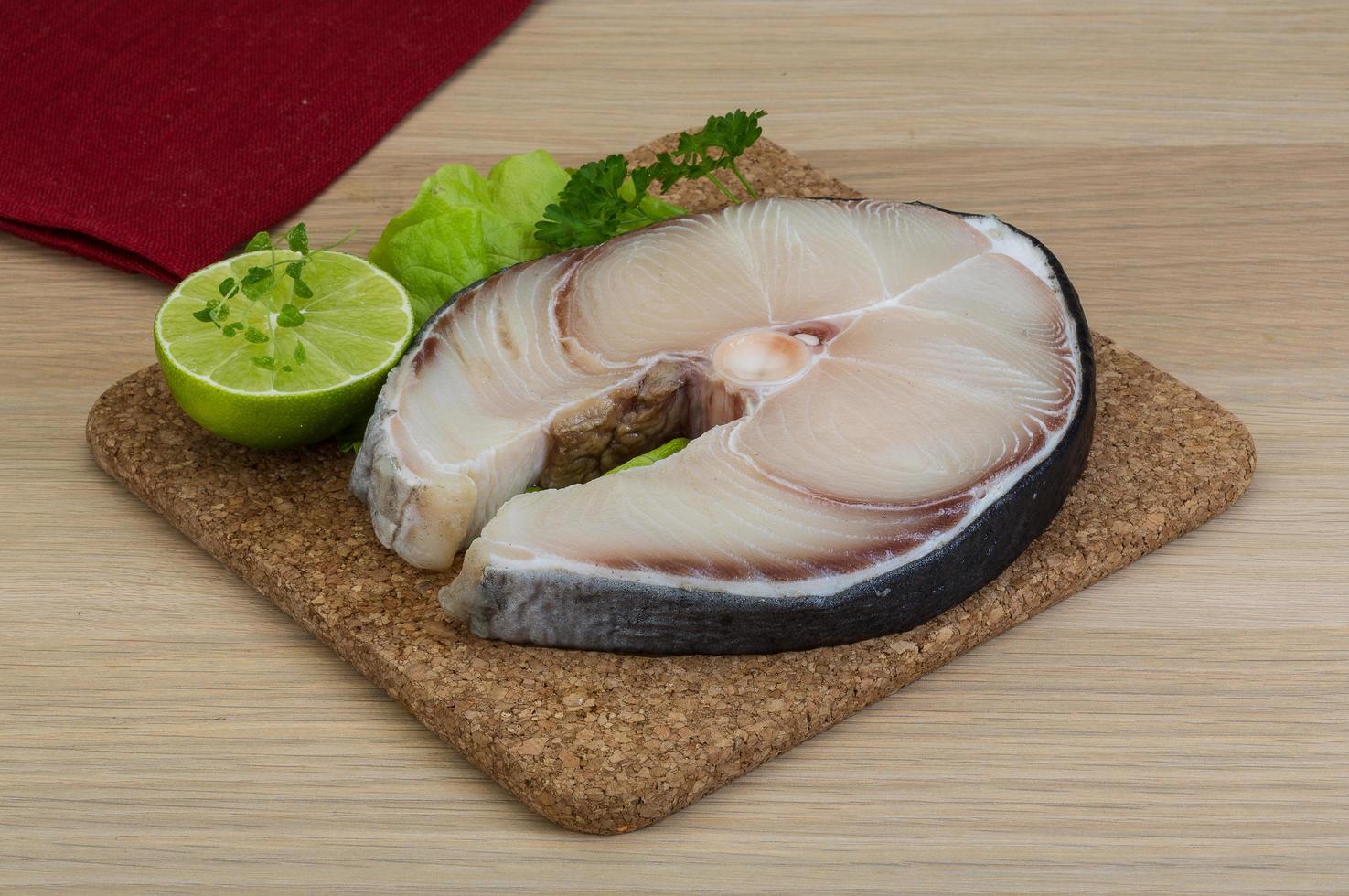 Raw blue shark steak photo