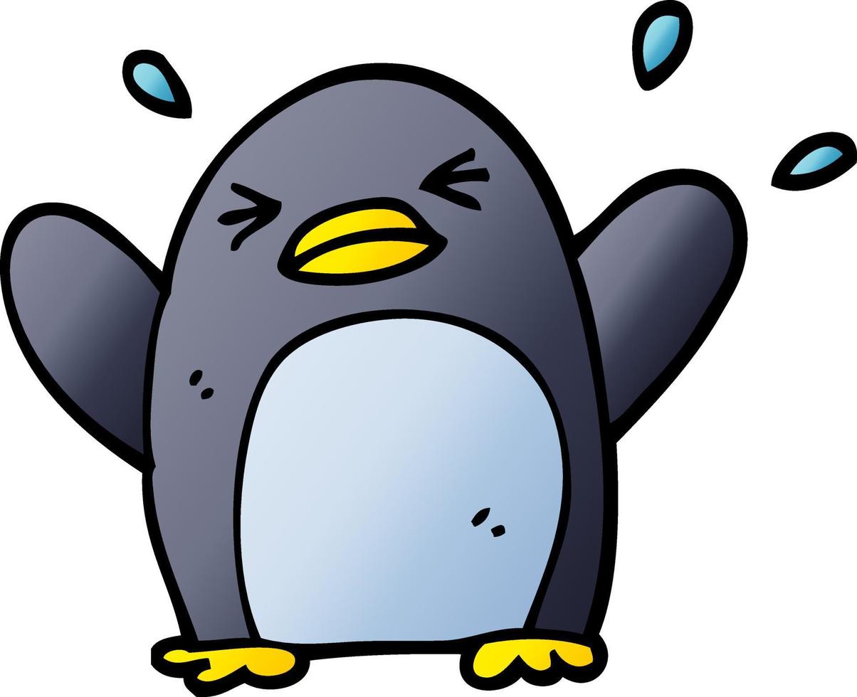 vector gradient illustration cartoon flapping penguin