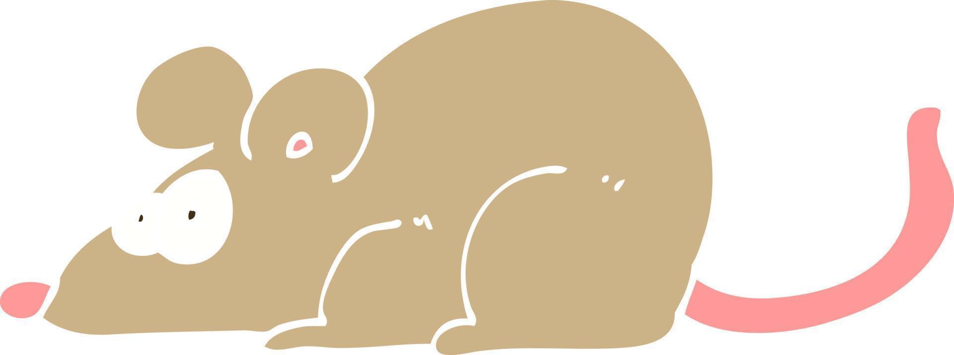 flat color illustration cartoon rat vector