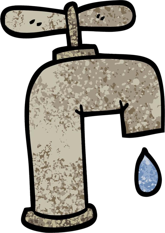 grunge textured illustration cartoon dripping faucet vector