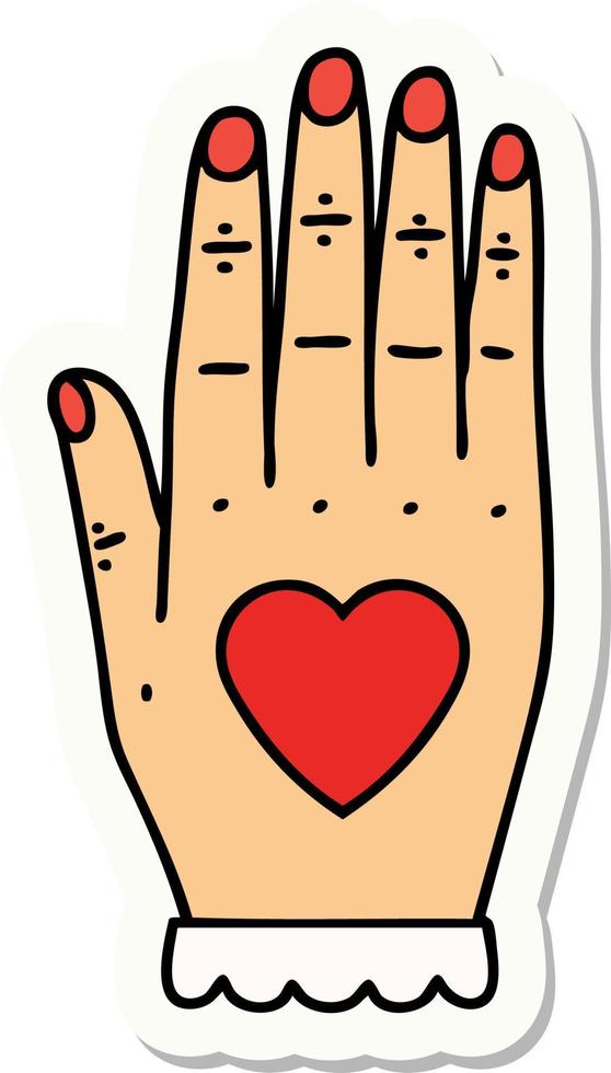 sticker of tattoo in traditional style of a hand vector