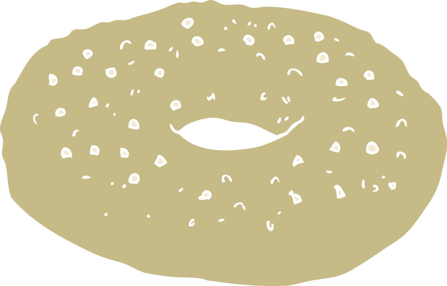 flat color illustration of bagel vector