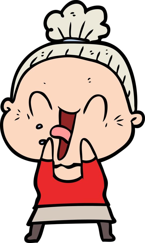 cartoon happy old woman vector