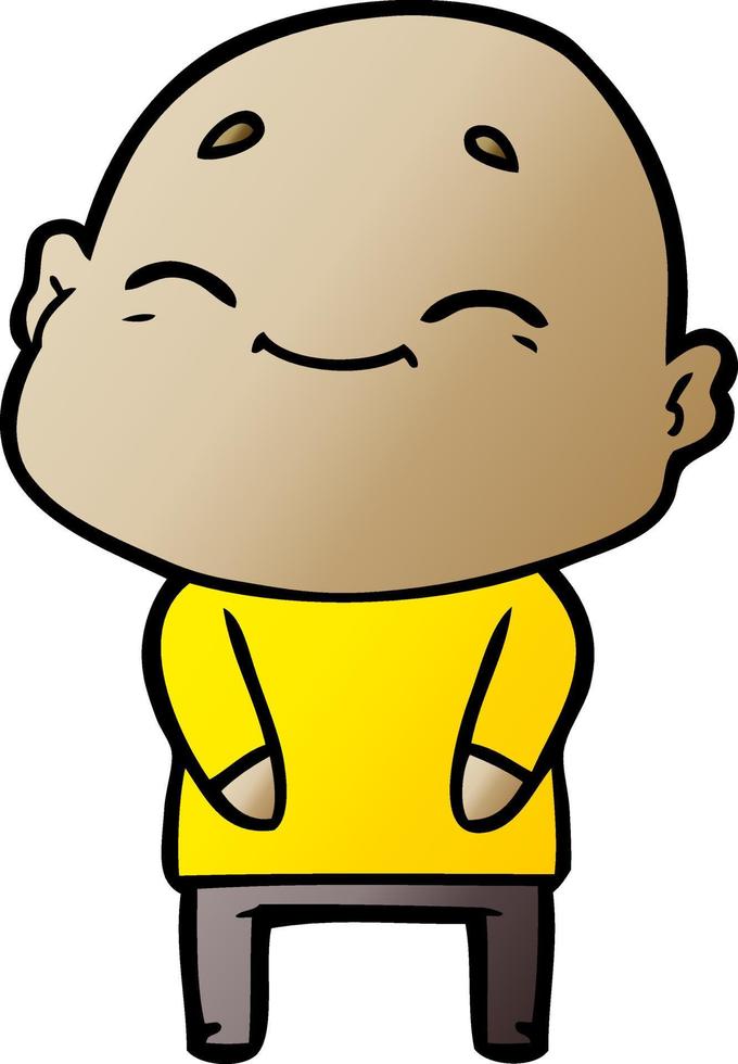 happy cartoon bald man vector