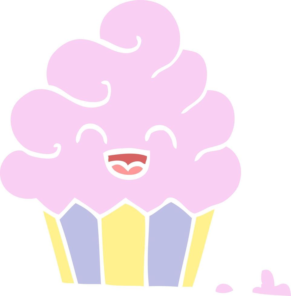 flat color illustration cartoon cupcake vector