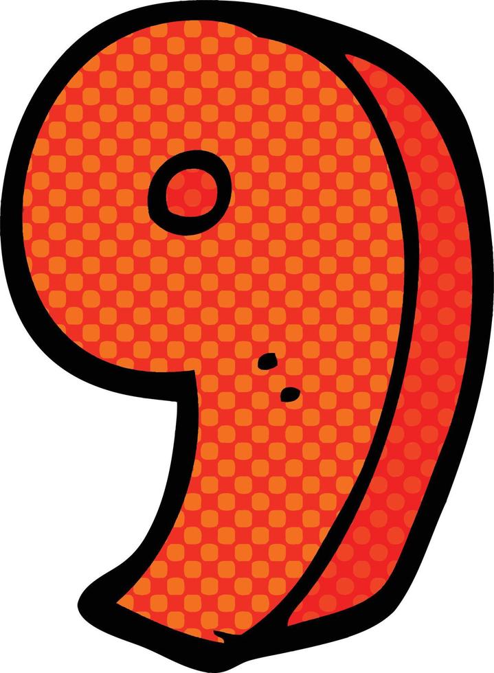 comic book style cartoon number nine vector