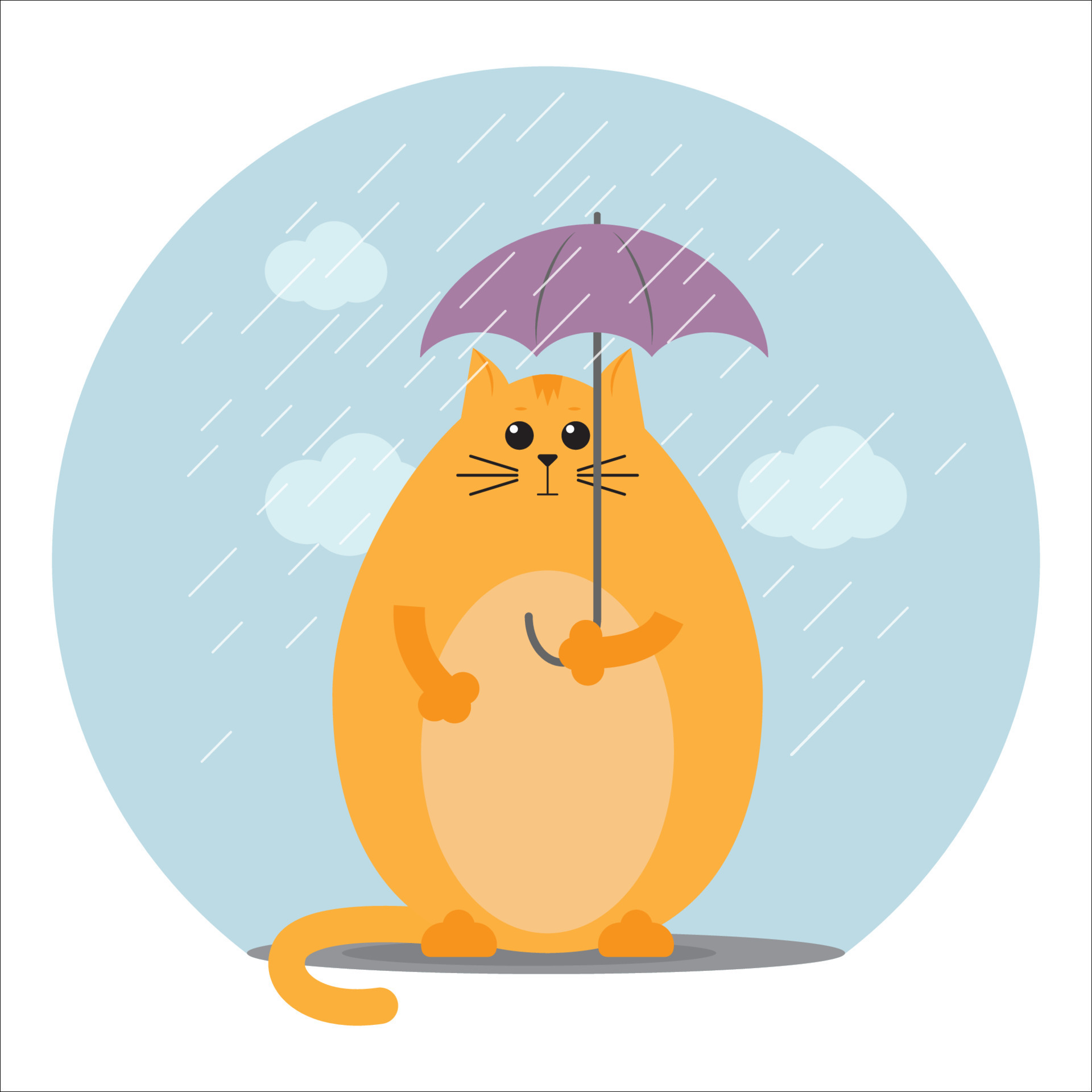 Funny fat cat under a small umbrella in a flat style. Fall autumn cold time. 12076669 Vector Art at Vecteezy Funny fat cat under a small umbrella in a flat style. Fall autumn cold time. 12076669 Vector Art at Vecteezy