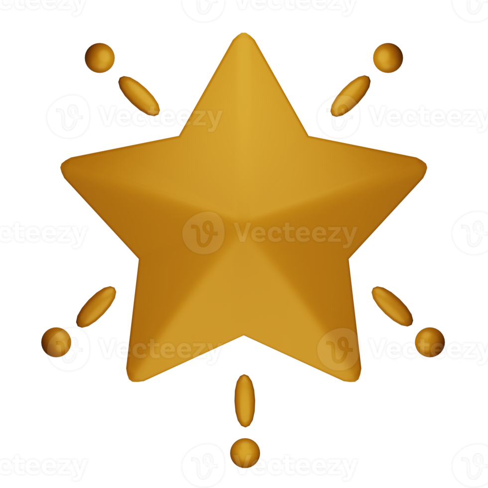 Golden stars for excellent evaluation from client and customer satisfaction concept by 3d render illustration png