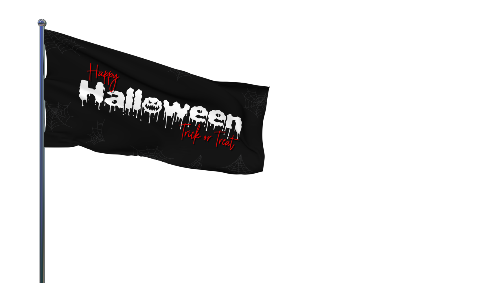 joyeux halloween tour ou traiter effrayant drapeau ondulant avec toile d'araignée, rendu 3d png