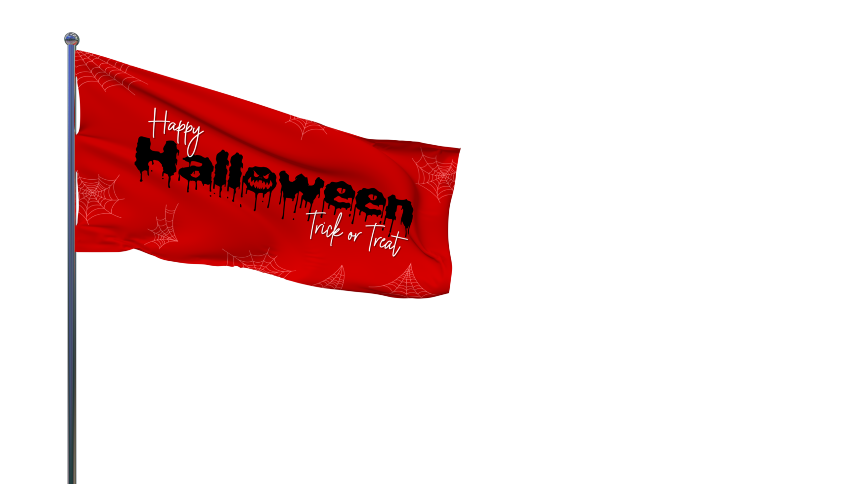 Happy Halloween Trick or Treat Scary Waving Flag with Spider Web, 3D Rendering png