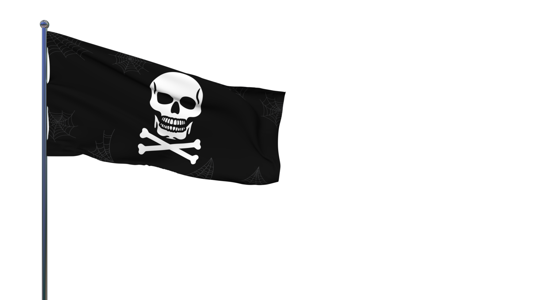 joyeux halloween effrayant crâne drapeau agitant, toile d'araignée, rendu 3d png