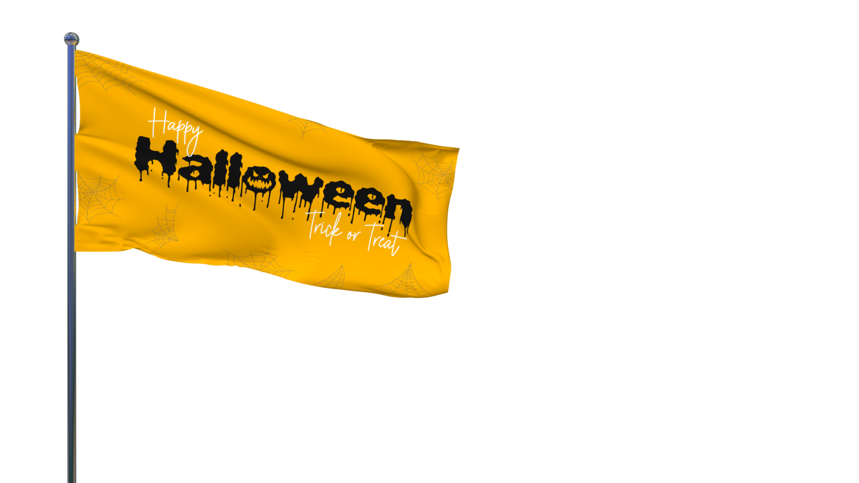 Lycklig halloween lura eller behandla skrämmande vinka flagga med Spindel webb, 3d tolkning png