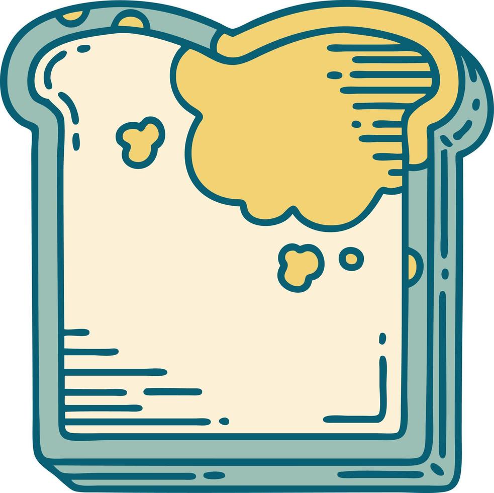 iconic tattoo style image of a mouldy bread vector
