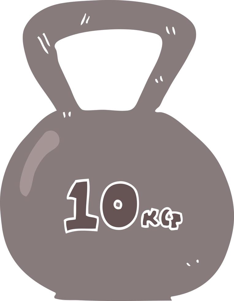 flat color illustration of 10kg kettle bell weight vector