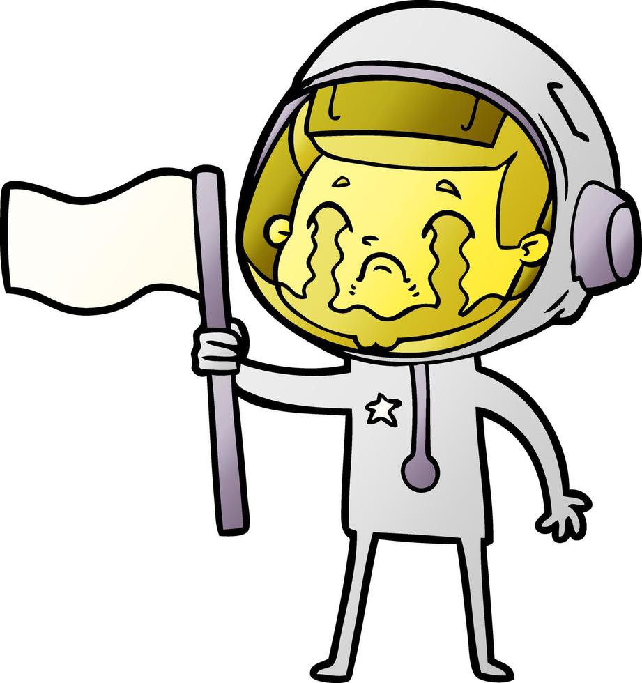 astronauta llorando de dibujos animados vector