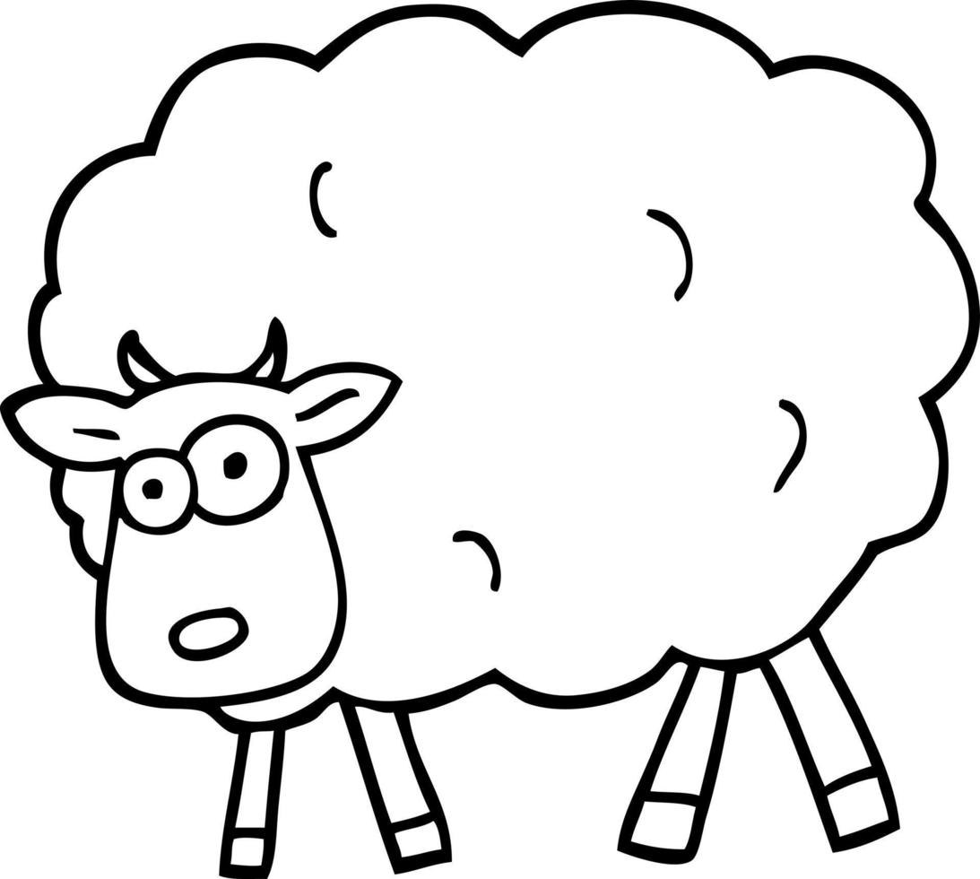 black and white cartoon sheep vector