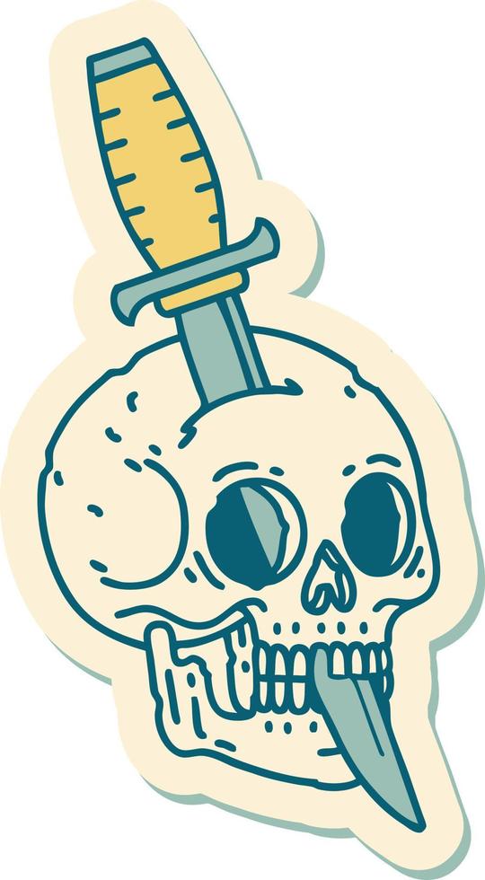 sticker of tattoo in traditional style of a skull vector