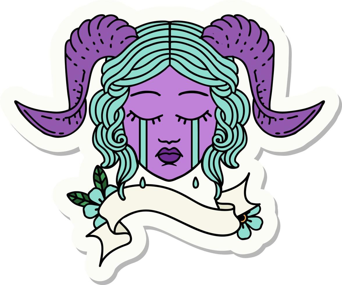 sticker of a tiefling character face vector