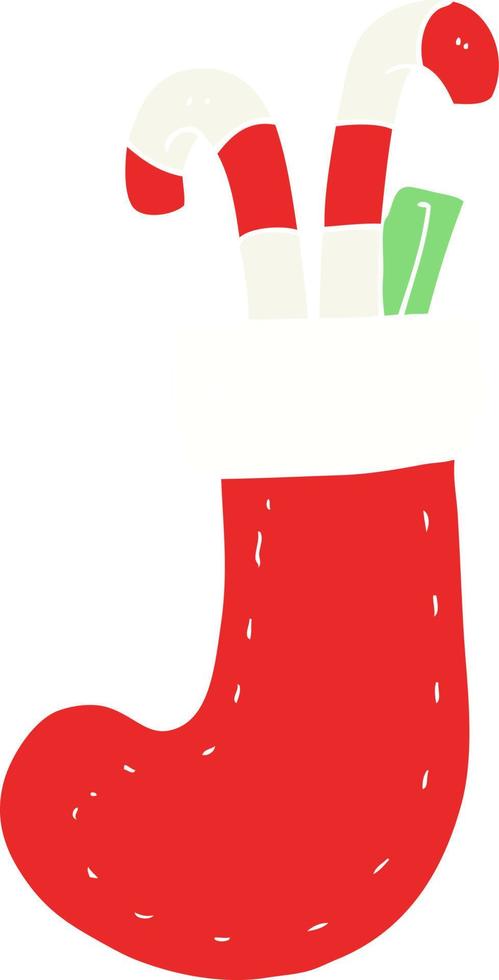 ilustración de color plano de calcetín de navidad vector