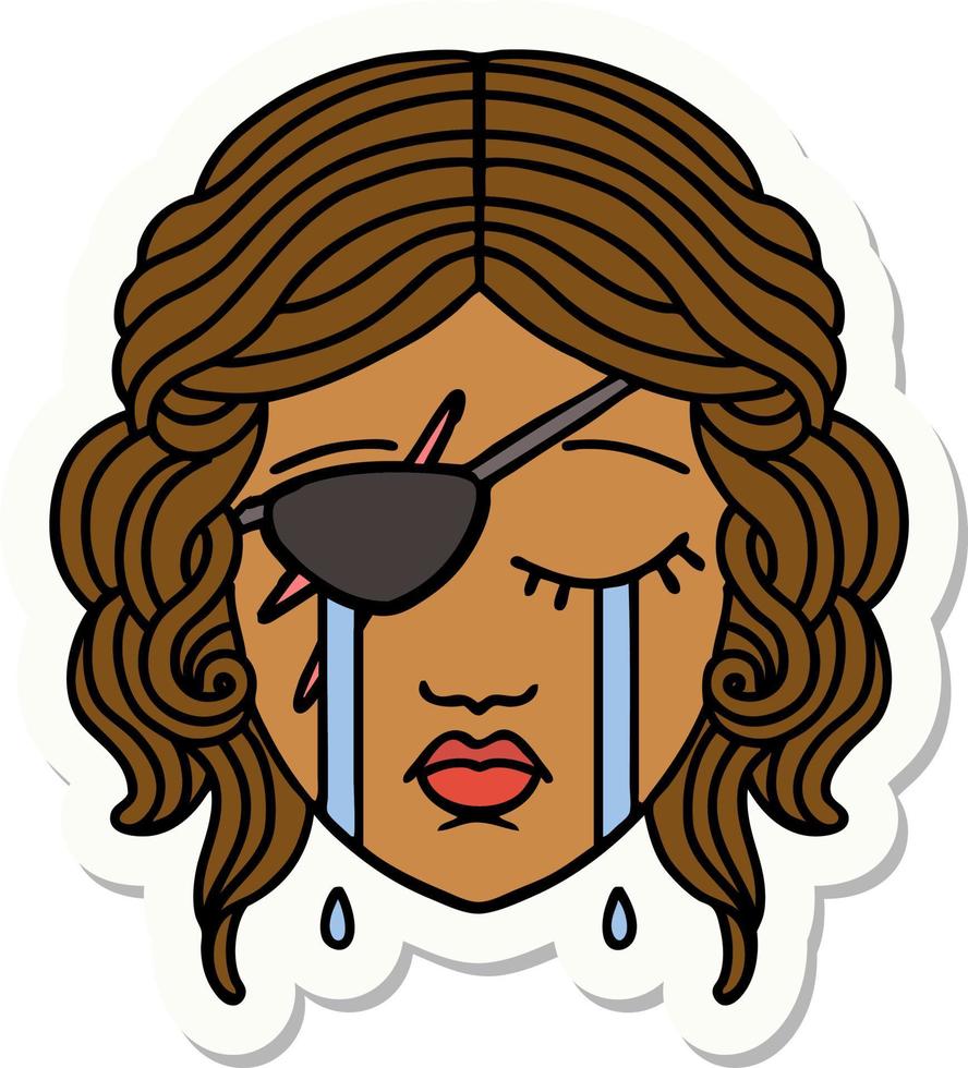 sticker of a crying human rogue character vector