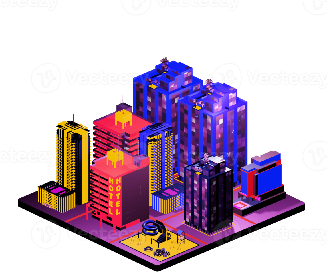 Isometric building arrangement png