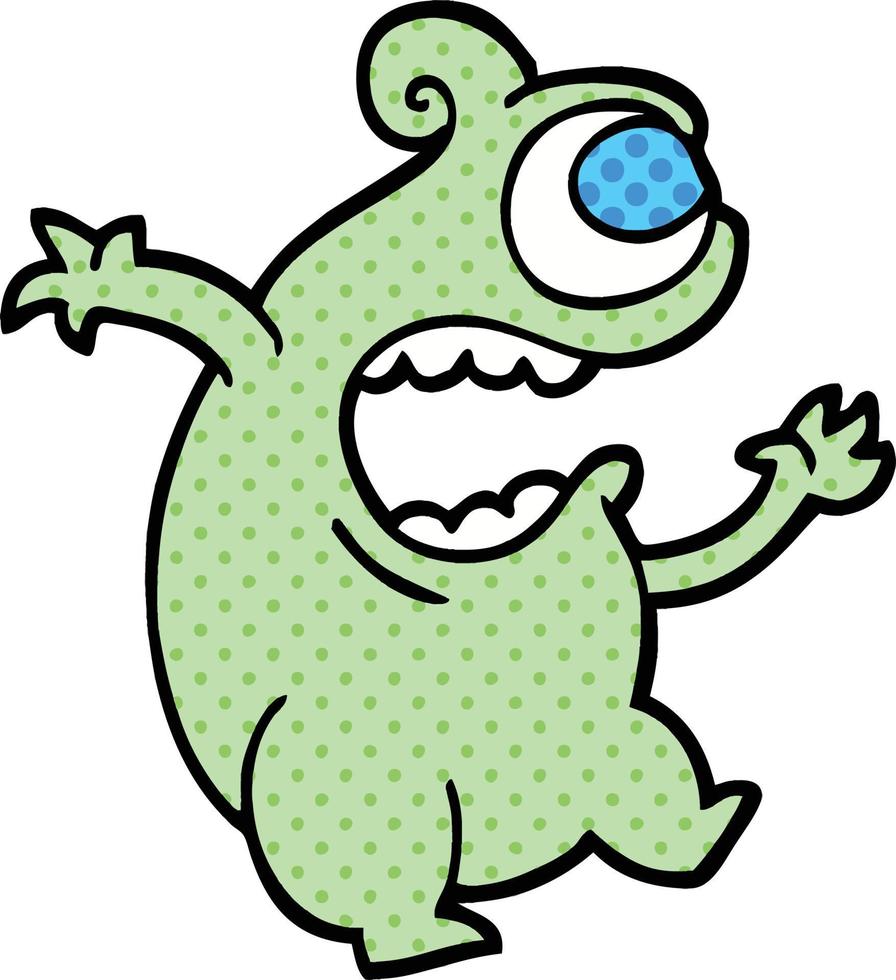 comic book style cartoon green alien vector