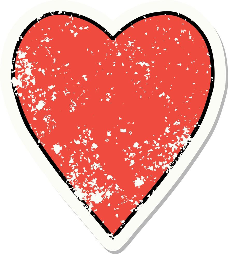 distressed sticker tattoo in traditional style of a heart vector