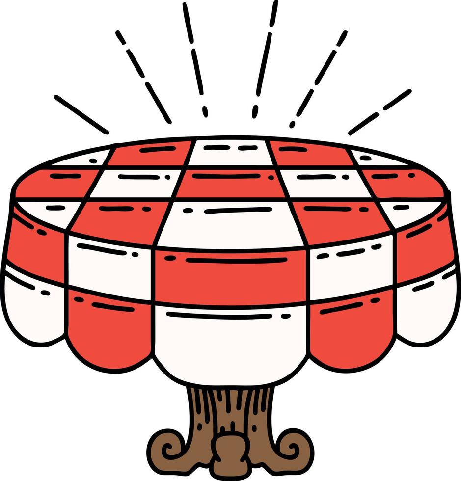 illustration of a traditional tattoo style cafe table vector