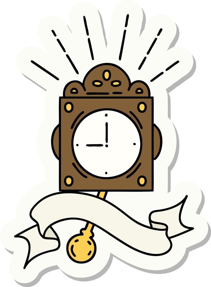 sticker of a tattoo style ticking clock vector