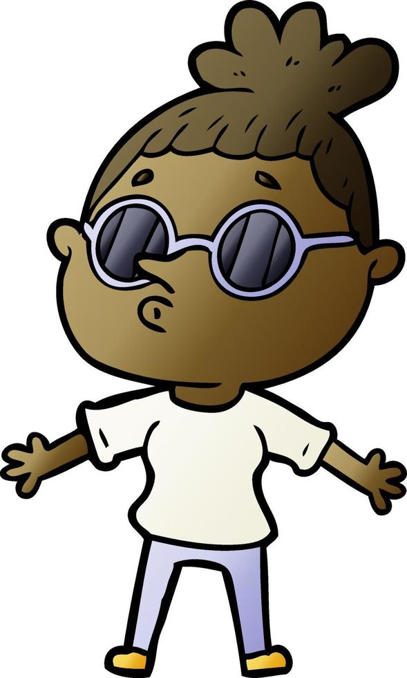 cartoon woman wearing sunglasses vector
