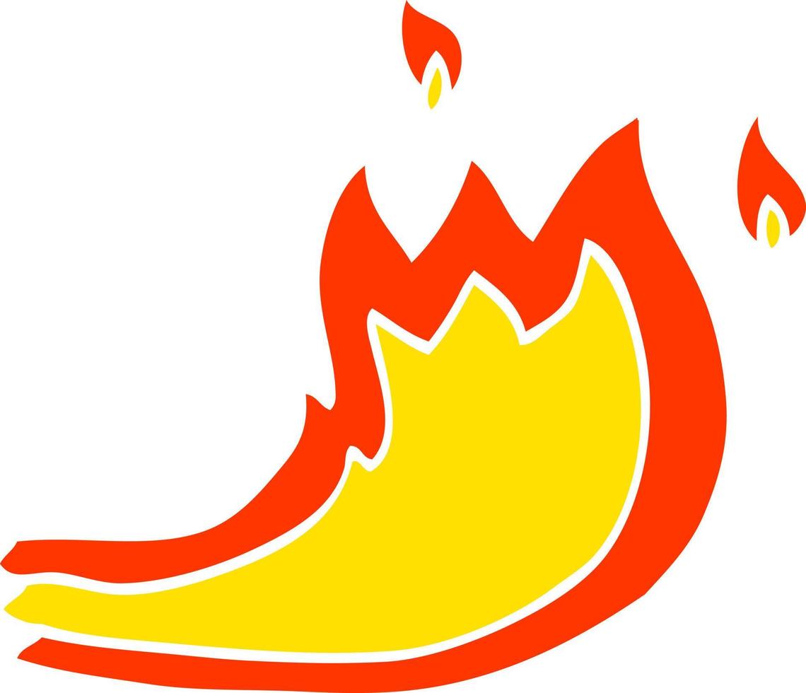 flat color illustration cartoon fire flame vector