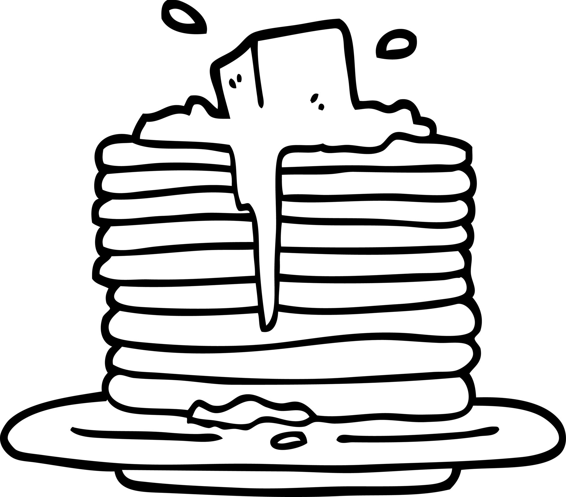 black and white cartoon butter melting on pancakes 12077109 Vector Art