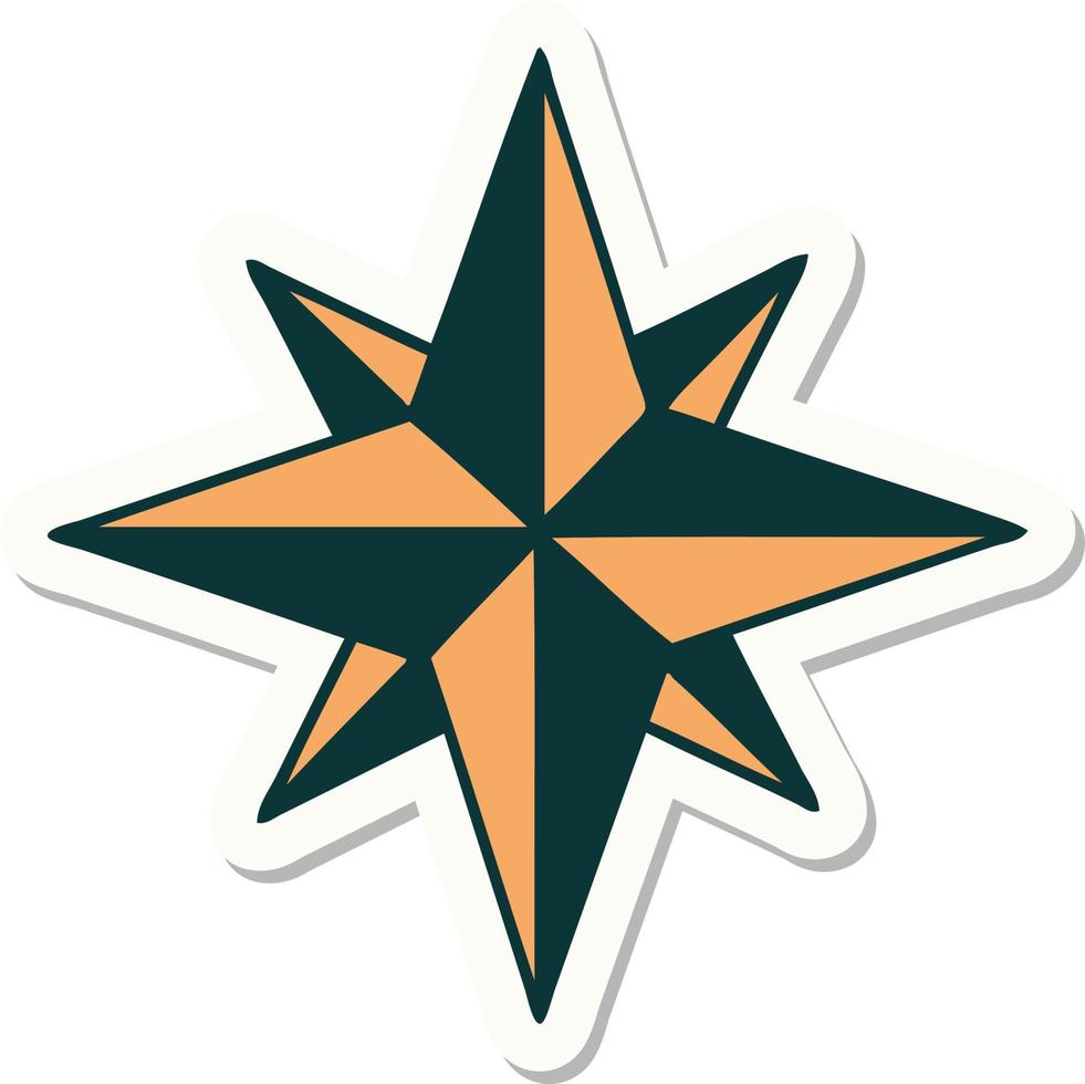 sticker of tattoo in traditional style of a star vector