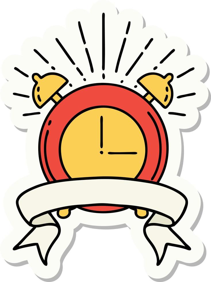 sticker of a tattoo style ringing alarm clock vector