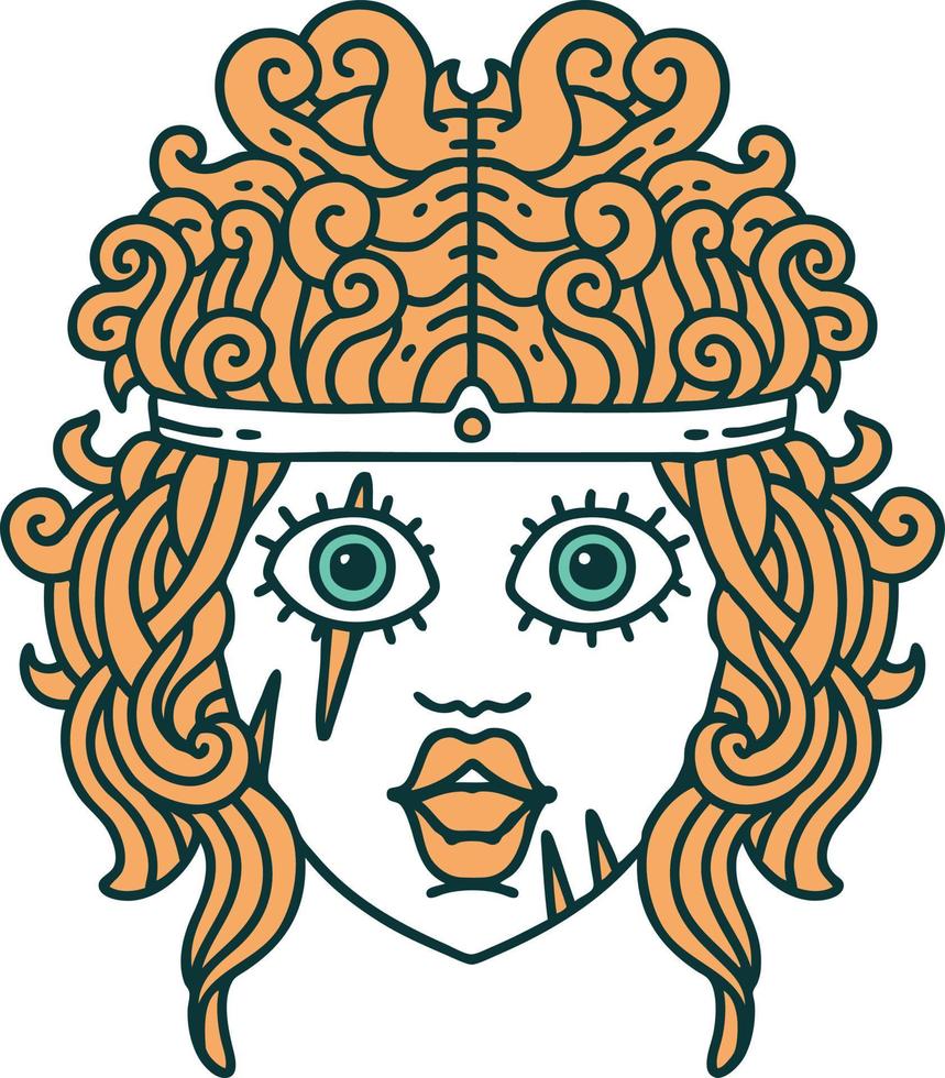 estilo de tatuaje retro personaje bárbaro humano vector