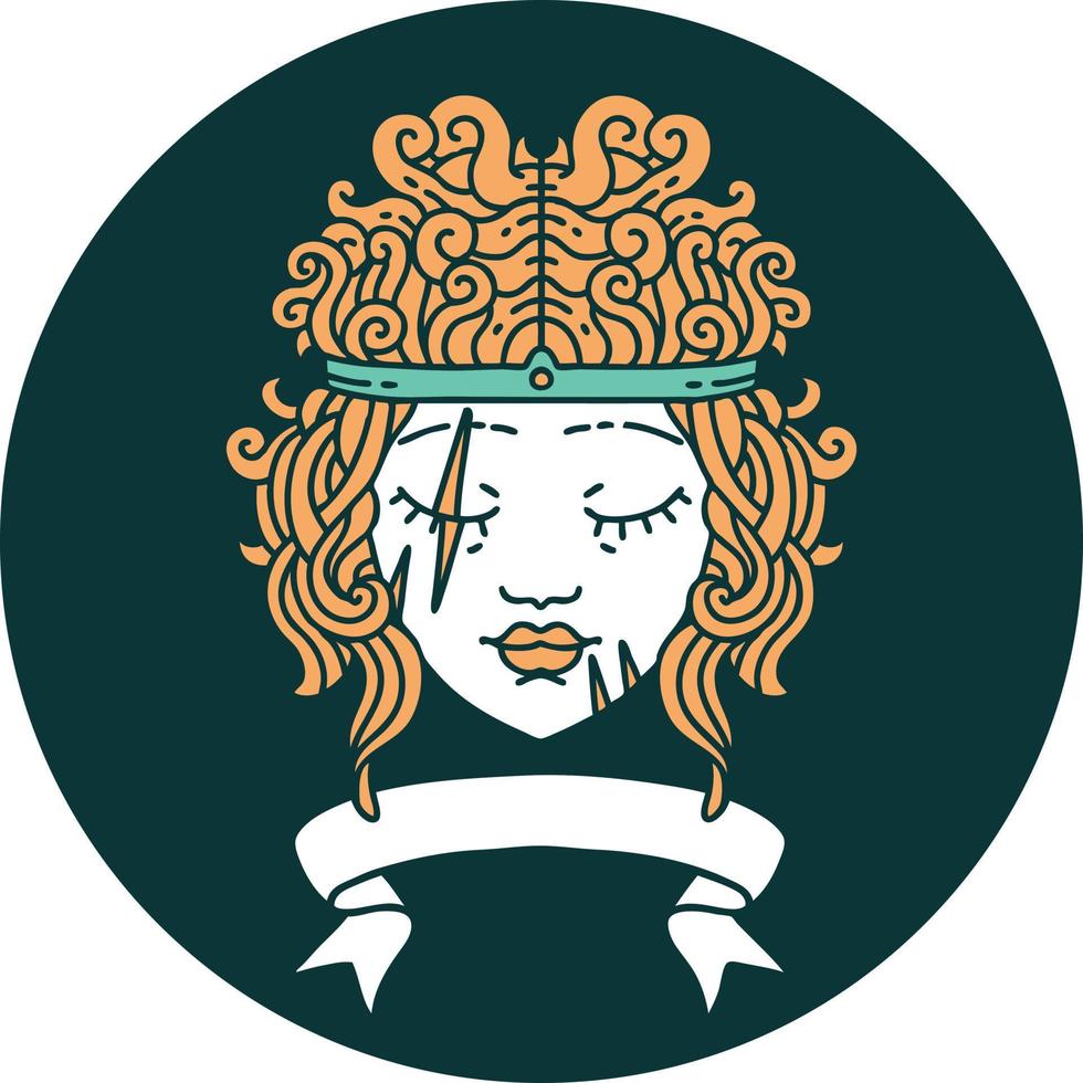 icon of human barbarian character with banner vector