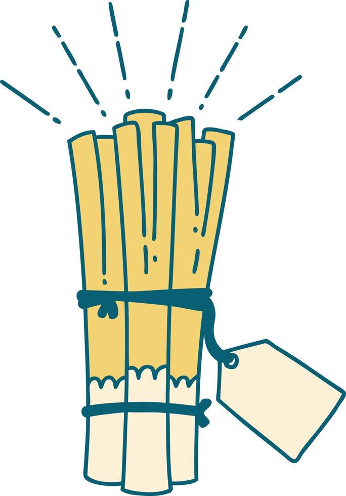 illustration of a traditional tattoo style bunch of leeks vector